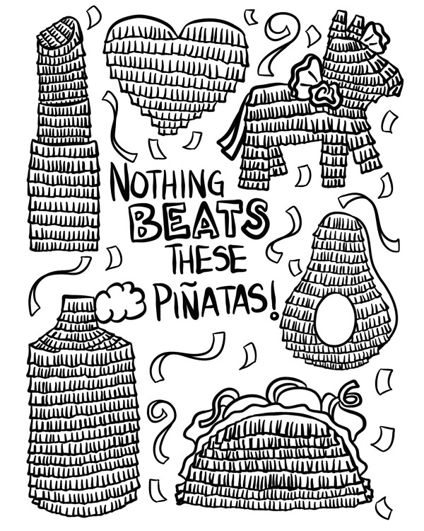 Free printable piãata coloring sheet