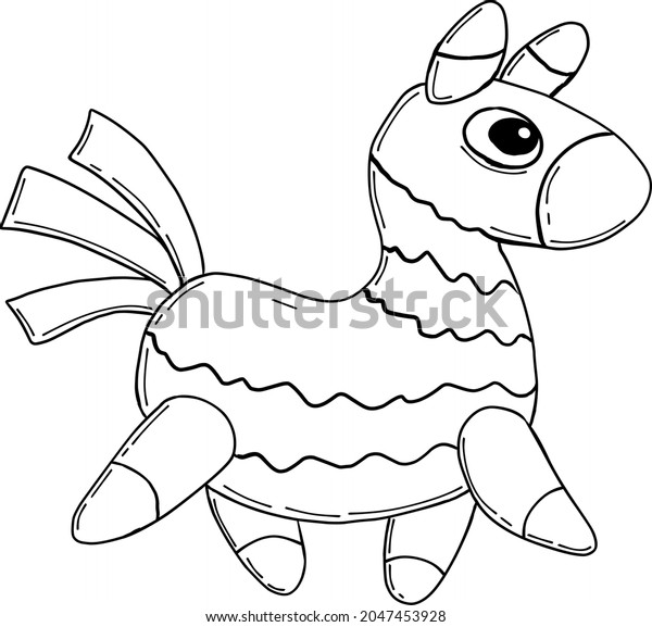 Traditional mexican pinata sketch colored donkey stock vector royalty free