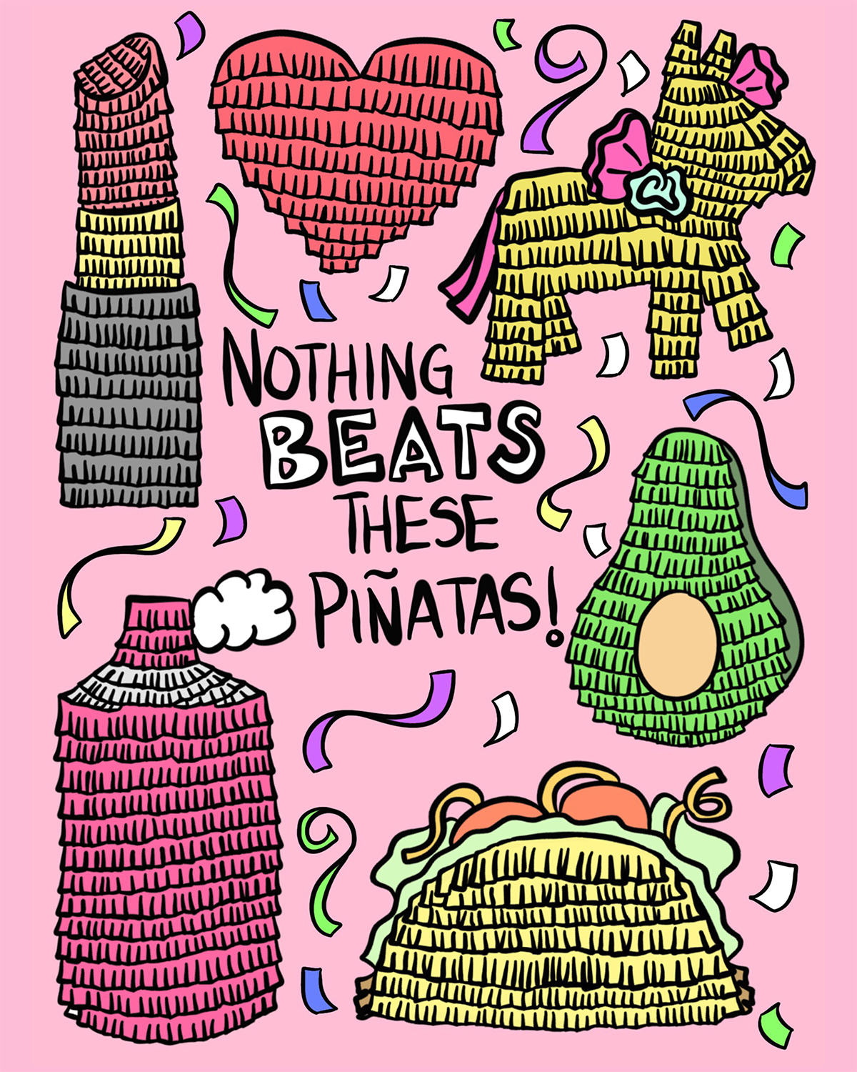 Free printable piãata coloring sheet