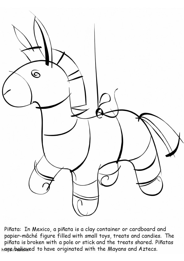 Horse pinata with text coloring page