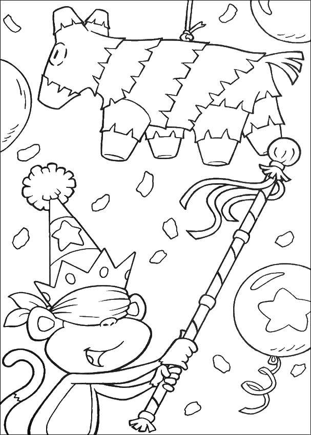 Online coloring pages coloring the slipper and the piãata coloring