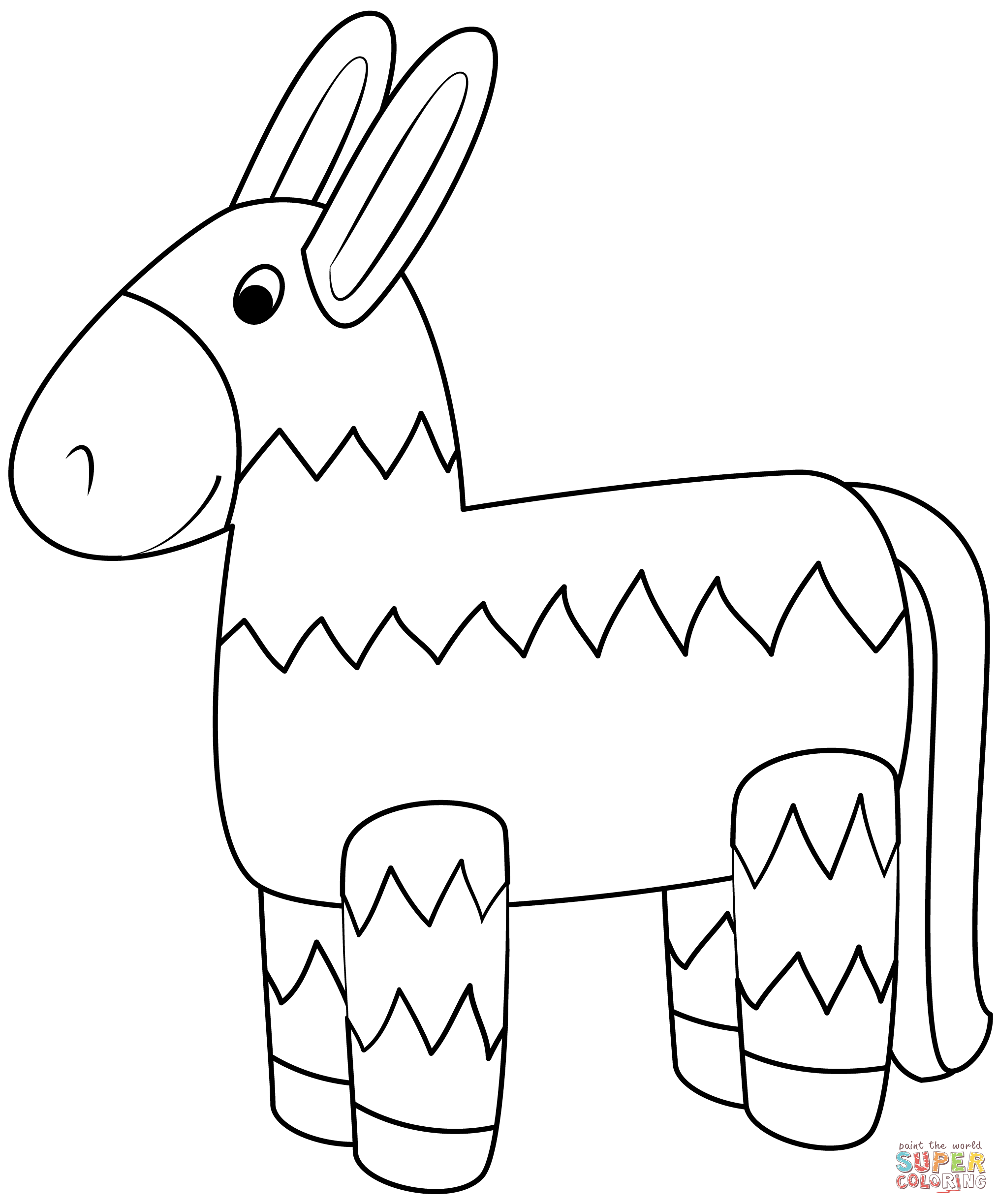 Donkey pinata coloring page free printable coloring pages