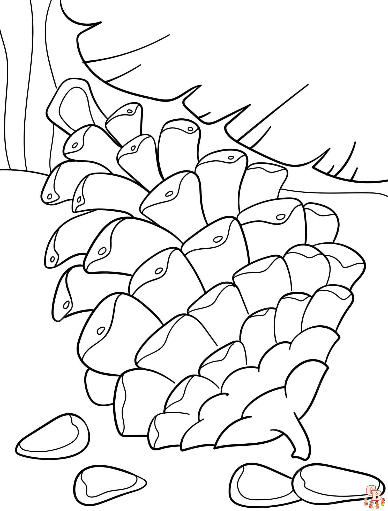 Printable pine cone coloring pages free for kids and adults