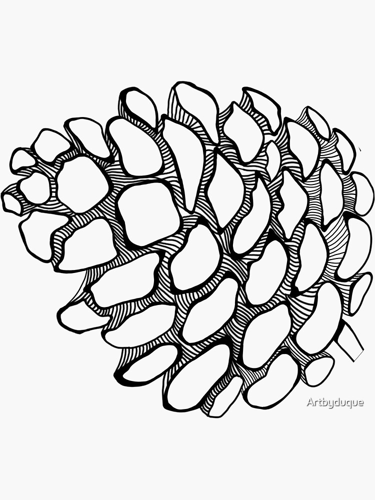 Pine cone fine line art sticker for sale by artbyduque