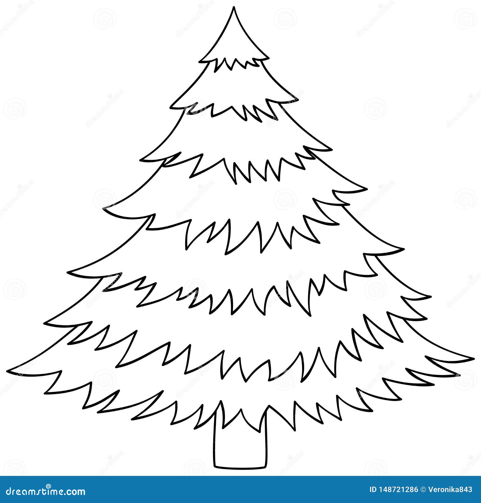 Pine tree vector outline illustration coloring book page stock vector