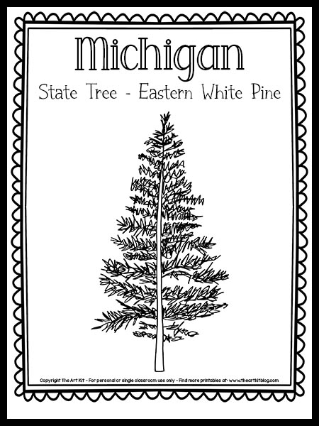 Michigan state tree coloring page eastern white pine free printable â the art kit