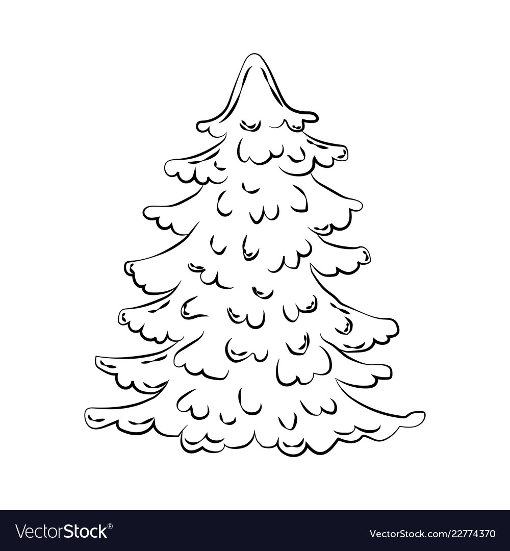 Christmas tree coloring page royalty free vector image