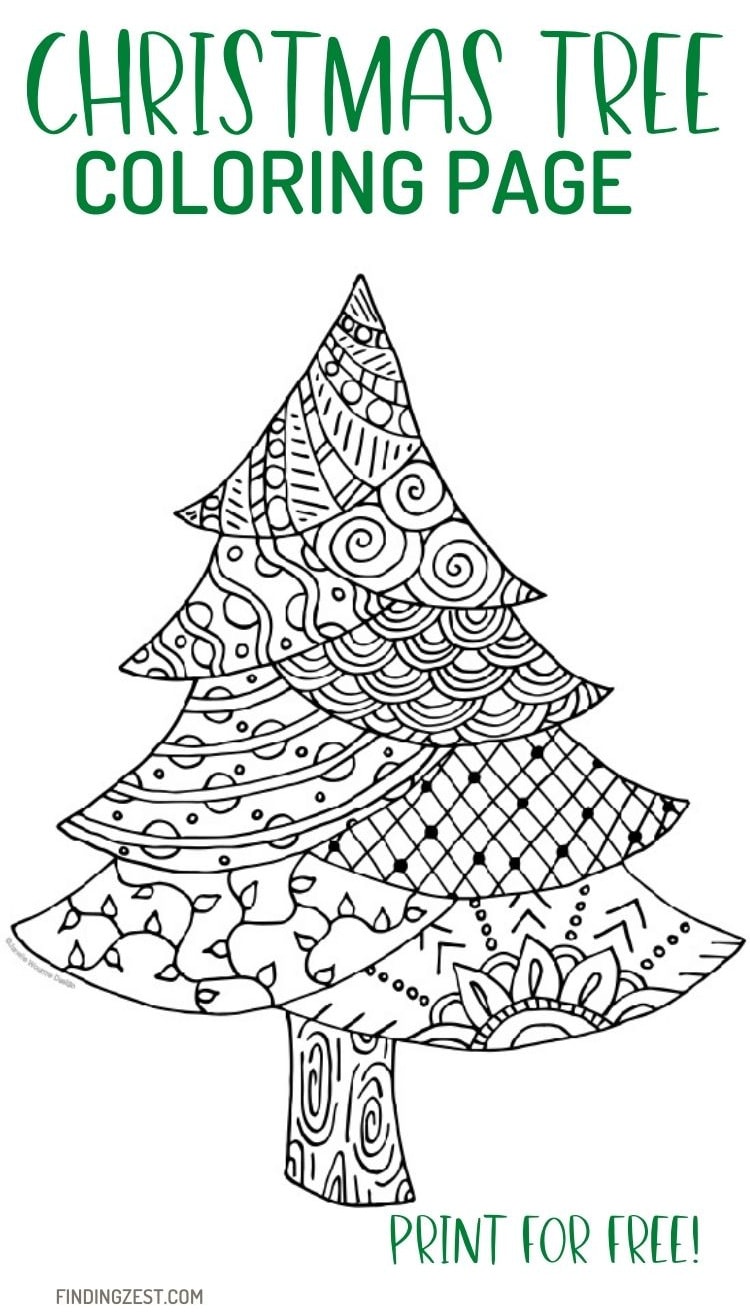 Christmas tree coloring page printable