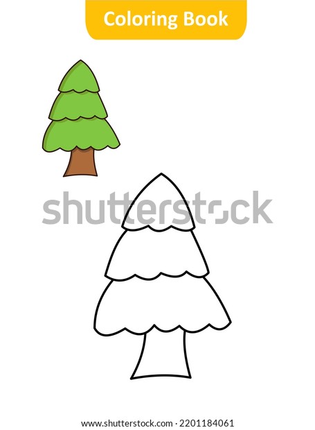 Pine tree coloring pages kids stock illustration