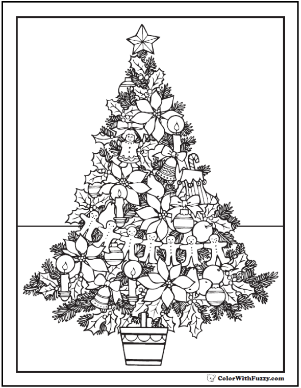 Christmas tree coloring pages â fun in the snow