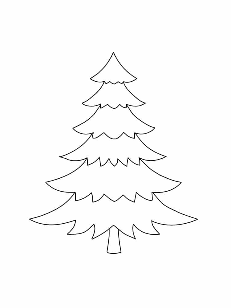 Simple painting of a pine tree coloring page