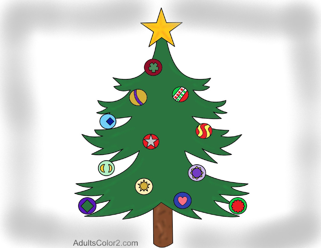 Christmas tree coloring pagetrees toppers and trim