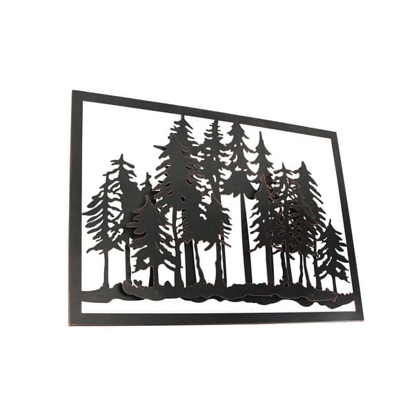 D laser cut pine tree forest metal wall art hanging decor lodge