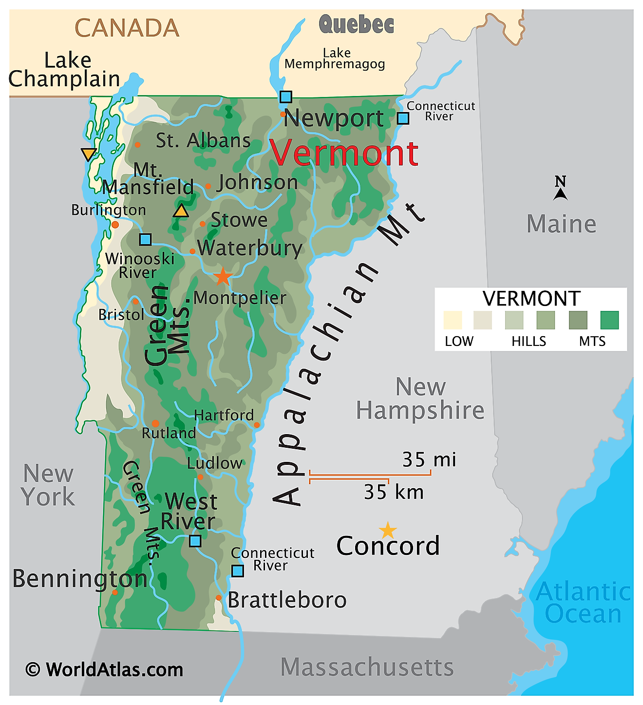 Vermont maps facts