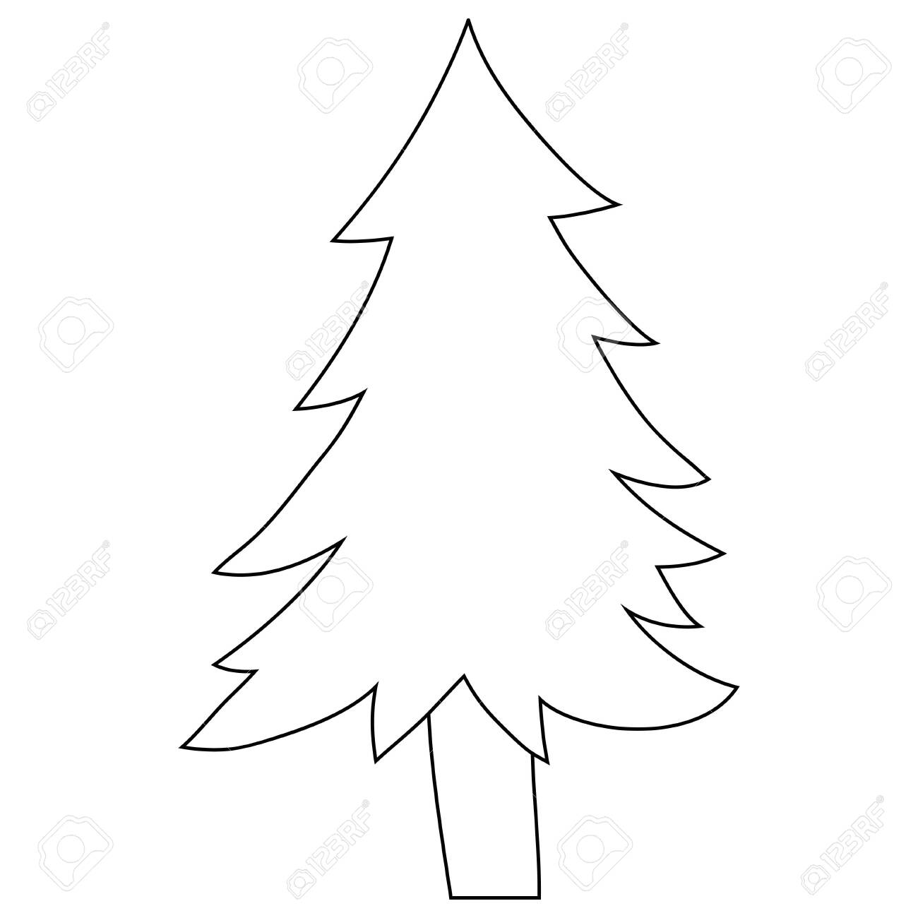 A cute cartoon fir tree image for relaxing activitya coloring bookpage for childrenblack and white image royalty free svg cliparts vectors and stock illustration image