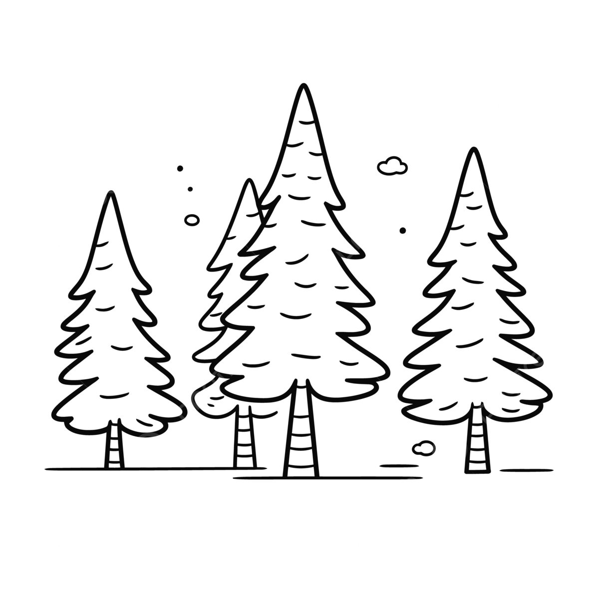 Line drawing of the pine trees outline sketch vector tree drawing pine tree drawing wing drawing png and vector with transparent background for free download