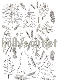 Pine trees and leaves clipart doodles coloring page forest earth sciences