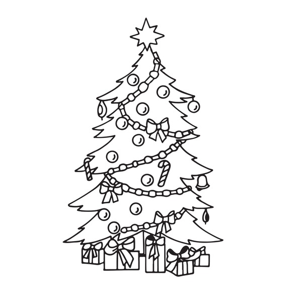 Thousand christmas tree drawing black white royalty