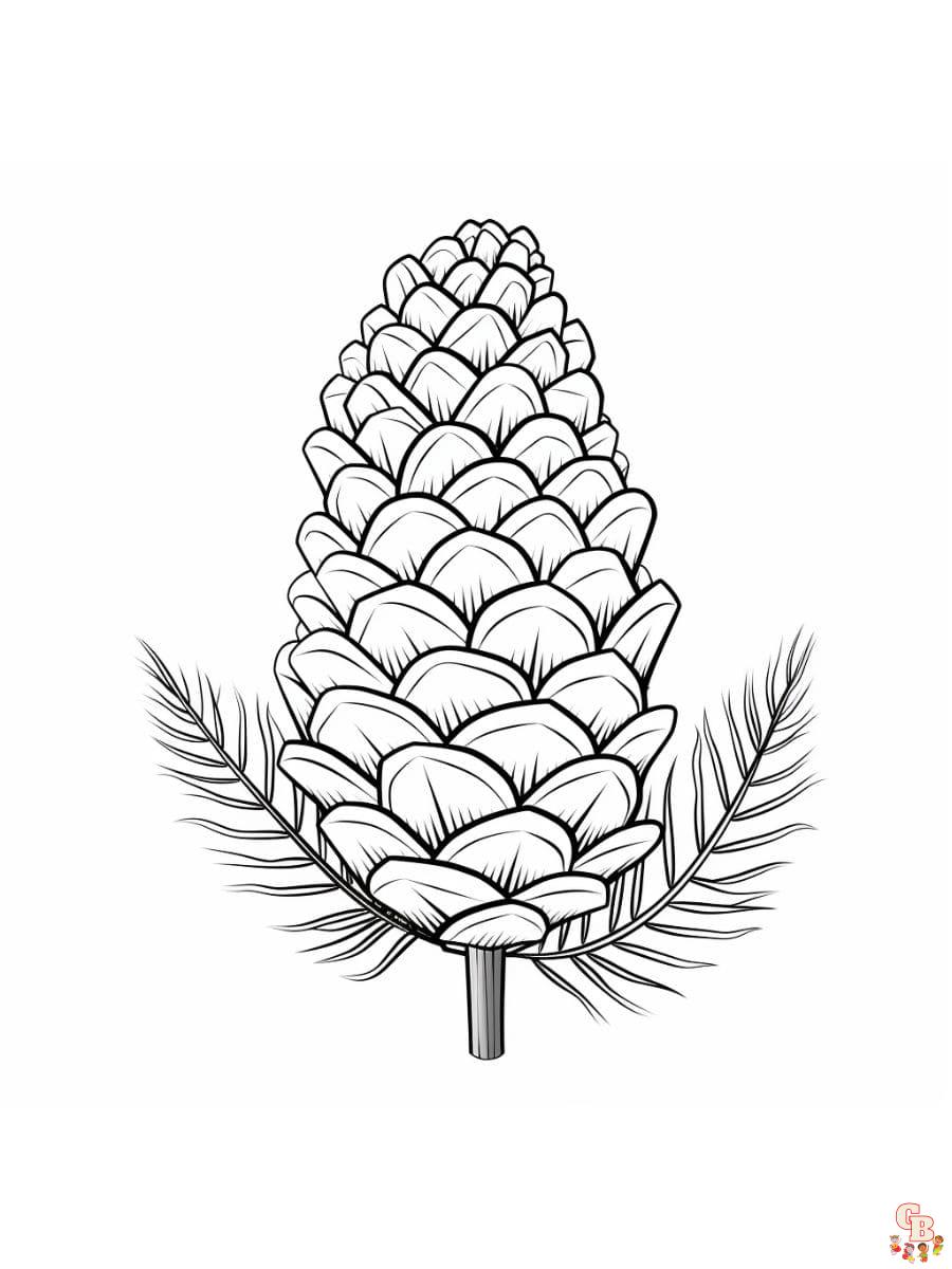 Printable pine cone coloring pages free for kids and adults