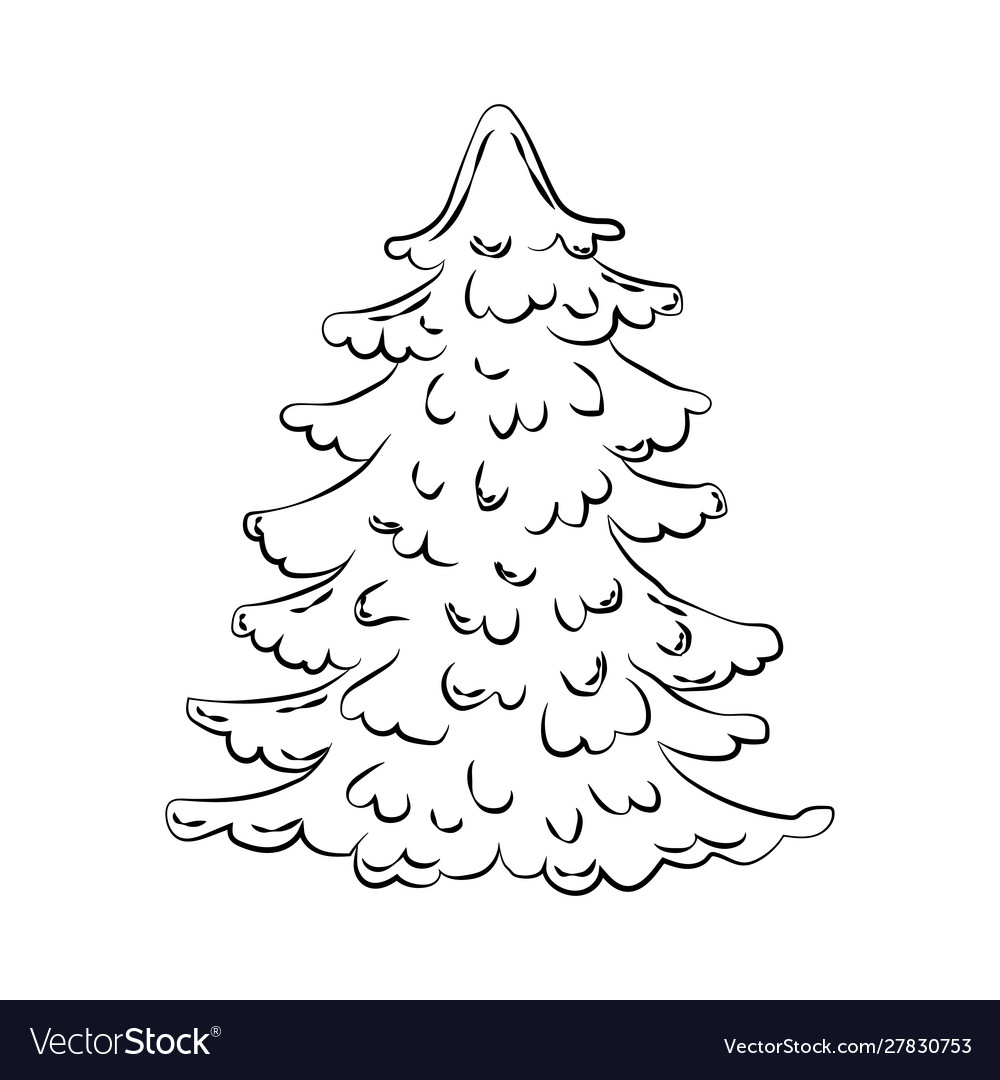 Christmas tree coloring page royalty free vector image