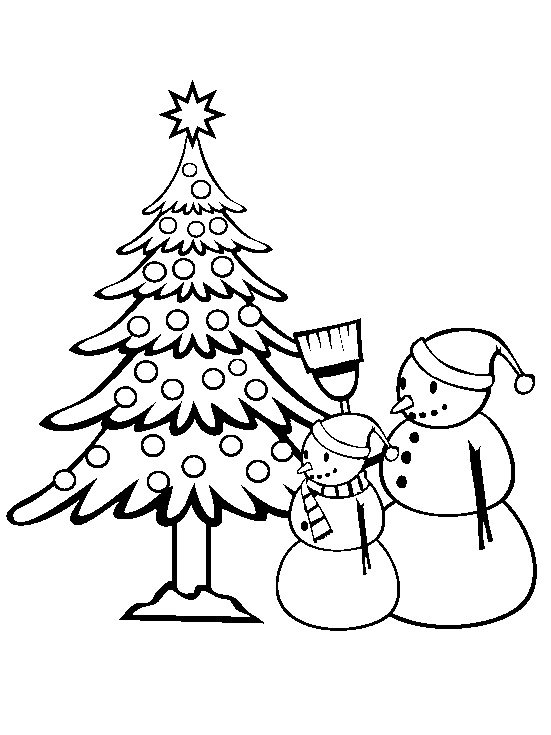 Kids under pine trees coloring pages