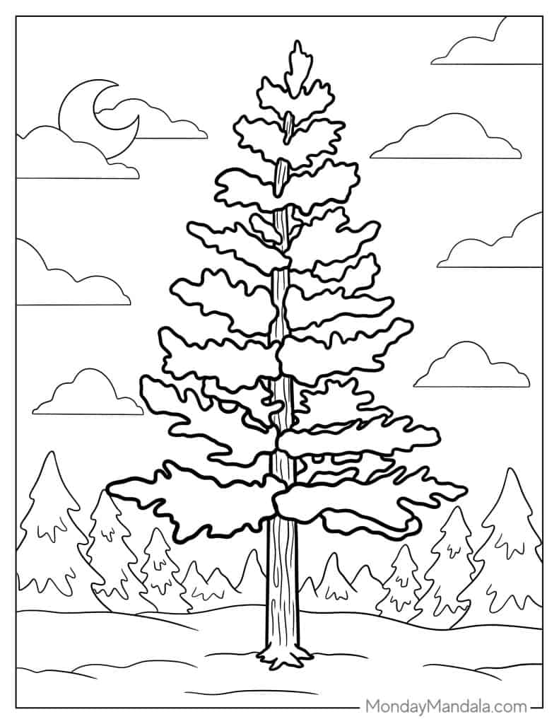 Tree coloring pages free pdf printables