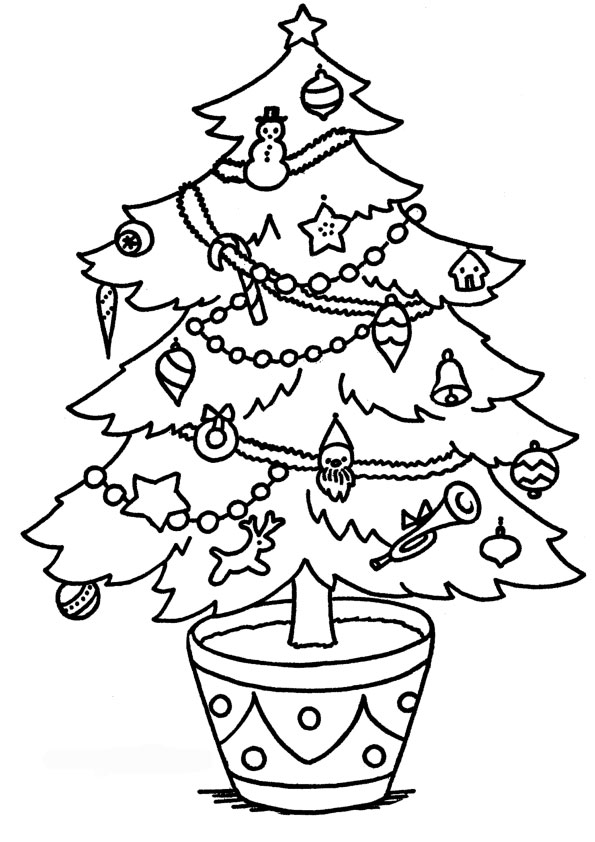 Kids under pine trees coloring pages