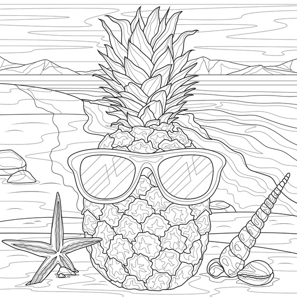 Coloring page pineapple åçãåºåç çãd çäåçéå