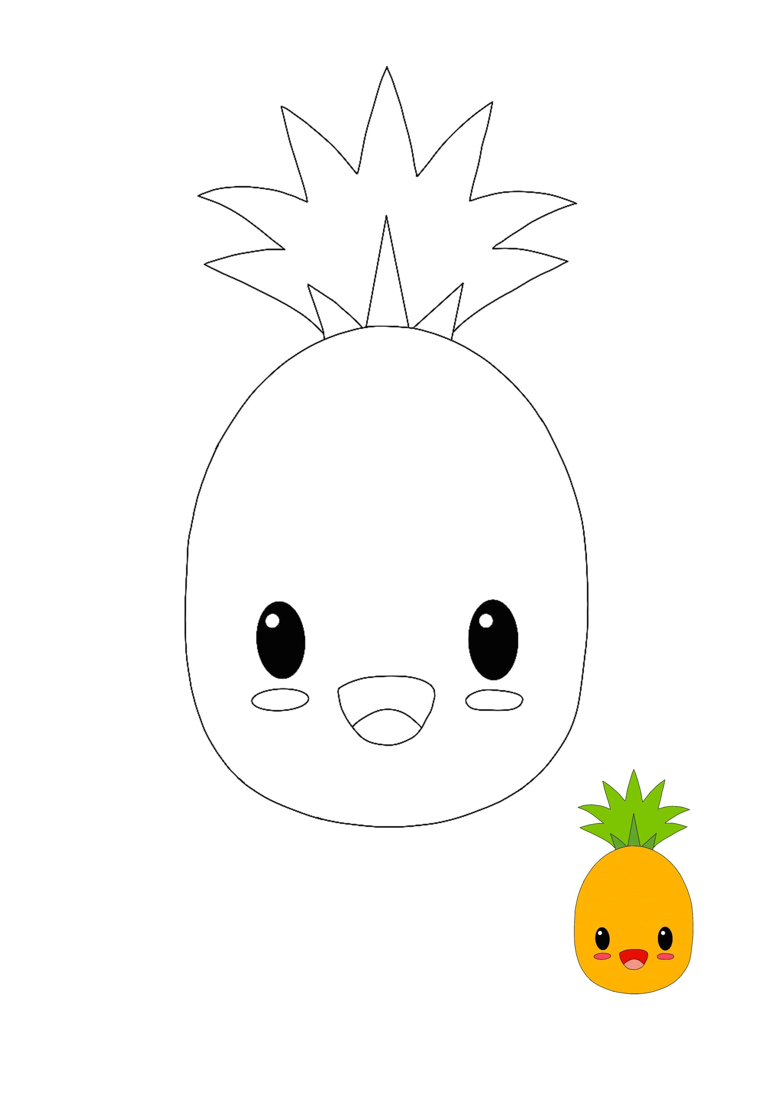 Delight your kids with adorable kawaii pineapple coloring pages