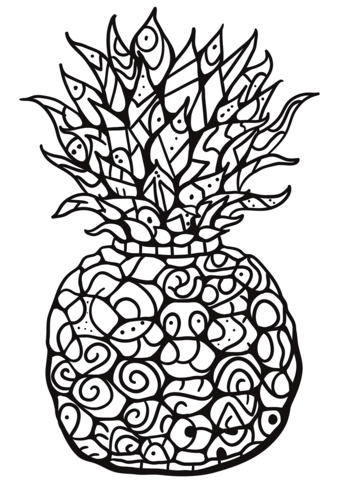 Zentangle pineapple coloring page free printable coloring pages