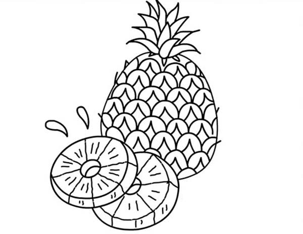 A juicy slice of pineapple coloring page