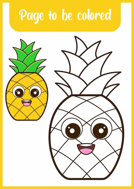 Premium vector coloring book for kid cute pineapple