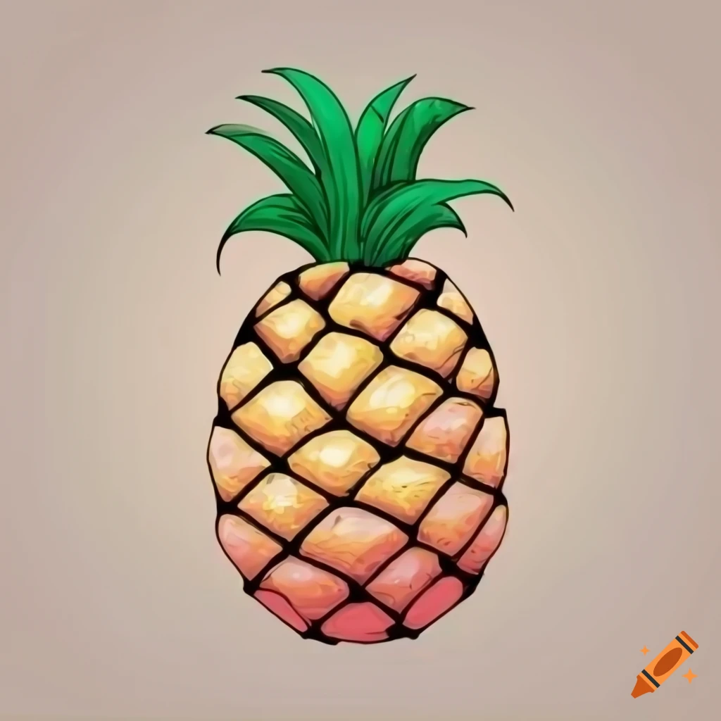 An pineapple outline for children coloring book on white background on