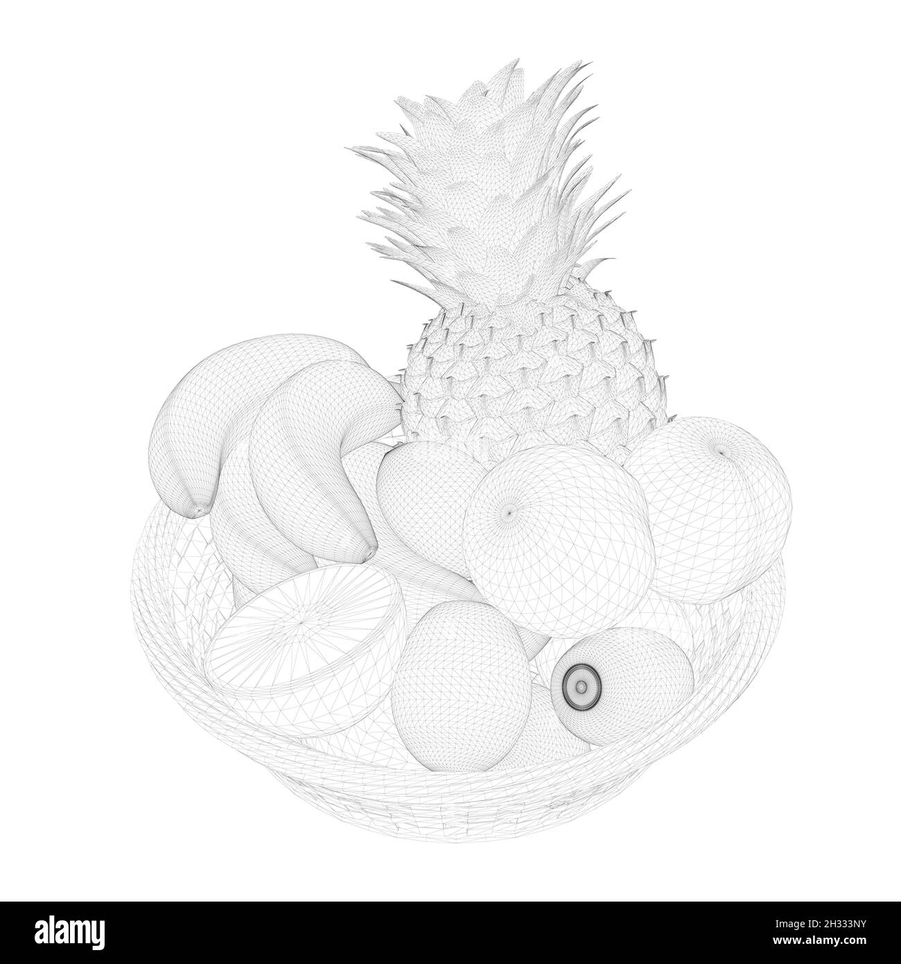 Pineapple d black and white stock photos images