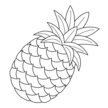 Premium vector pineapple fruit isolated coloring page for kids