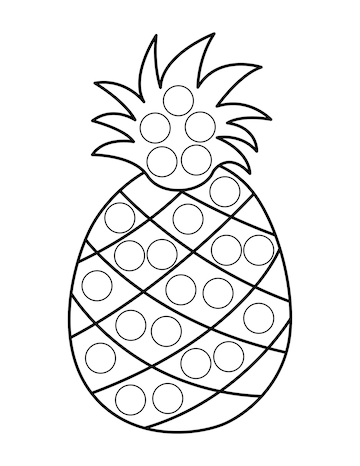 Premium vector dot marker coloring pages do a dot activity pineapple outline hand drawing vector