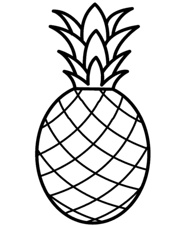 Pineapple coloring page with fruit