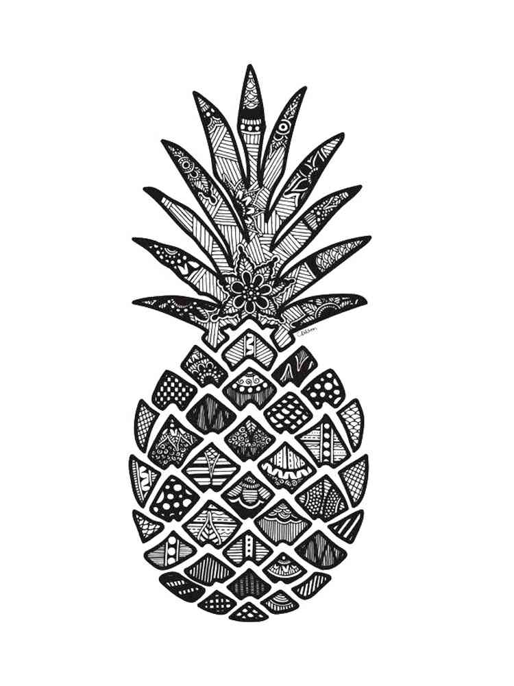 Pineapple coloring pages for adults