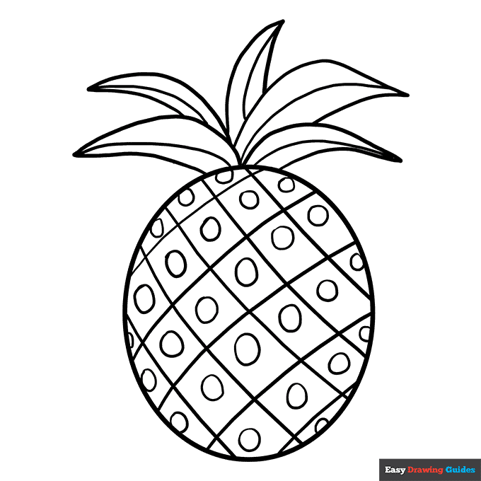 Pineapple coloring page easy drawing guides