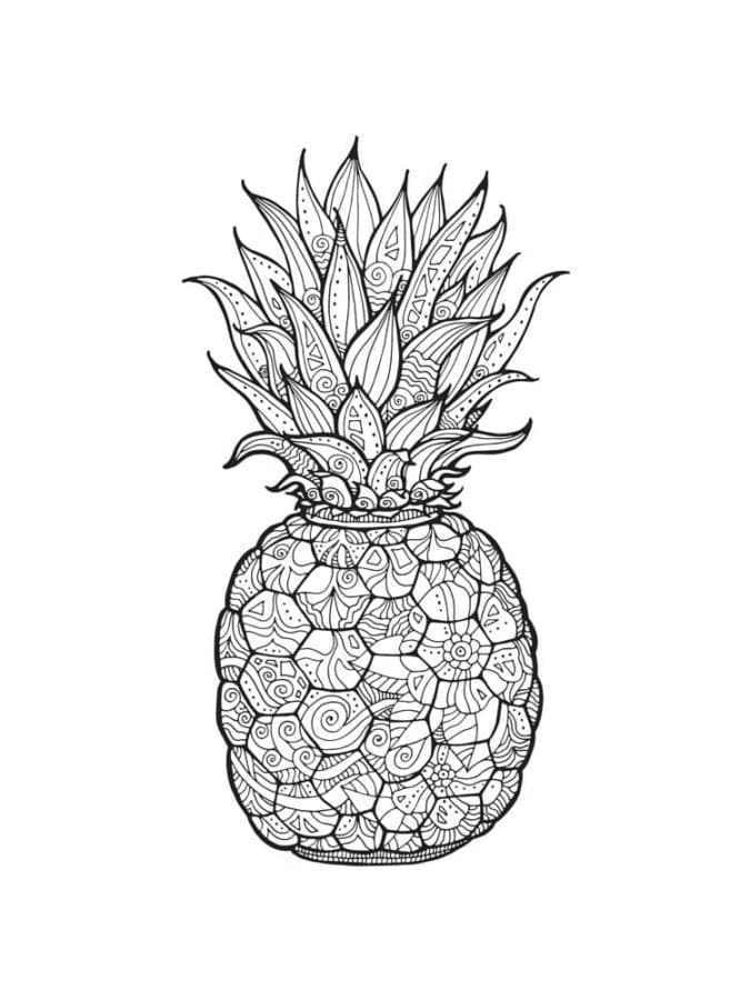 Pineapple with patterns coloring page