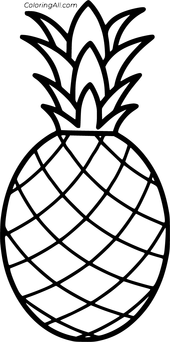 Free printable pineapple coloring pages in vector format easy to print from any device and automatiâ pineapple drawing fruit coloring pages pineapple sketch