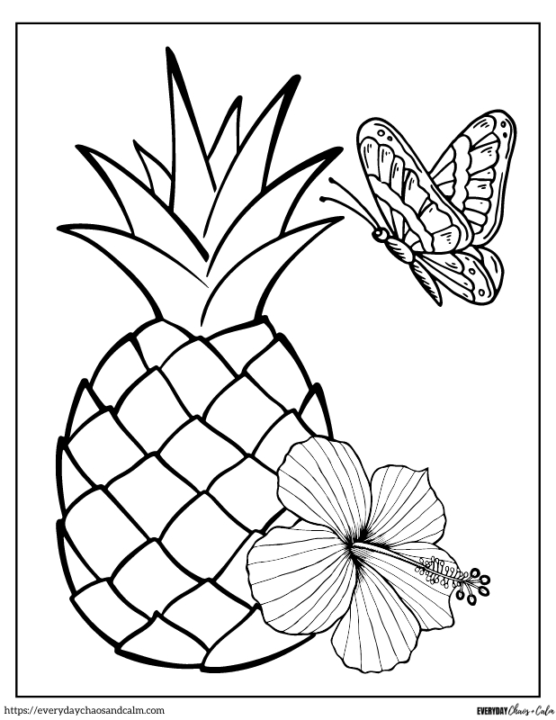 Free printable pineapple coloring pages