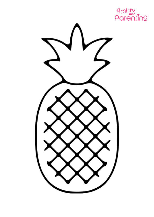 Pineapple outline coloring page for kids