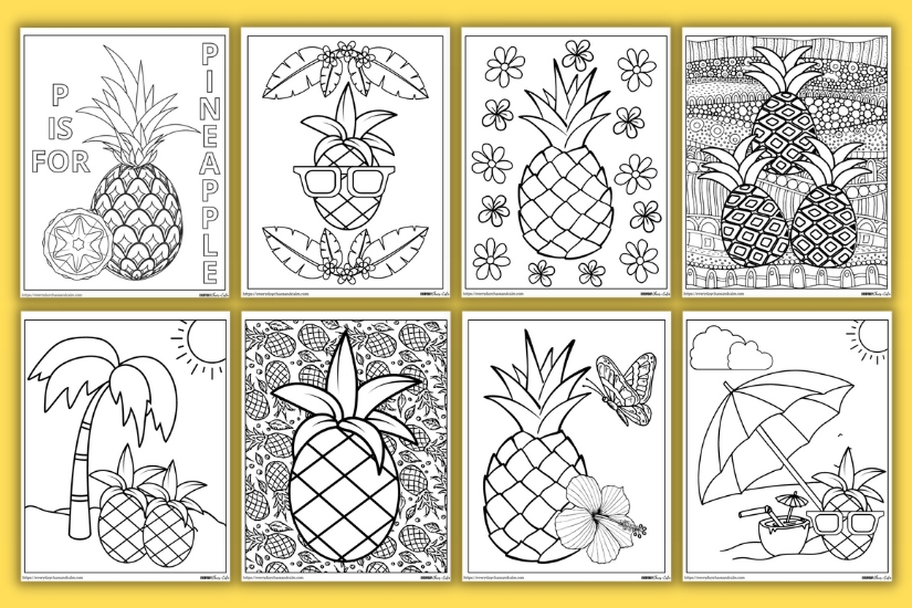 Free printable pineapple coloring pages