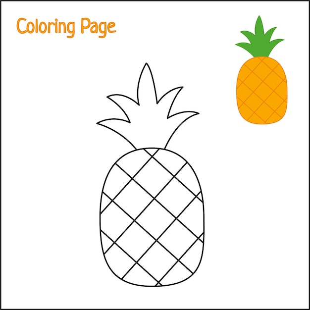 Premium vector pineapple coloring page