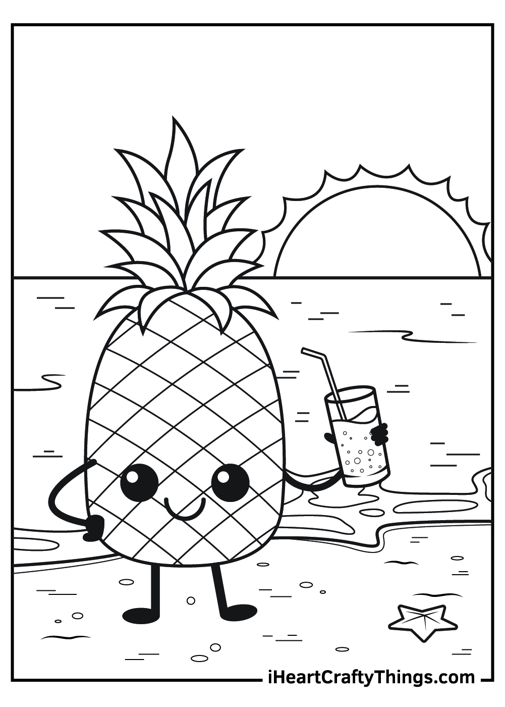 Pineapple coloring pages free printables