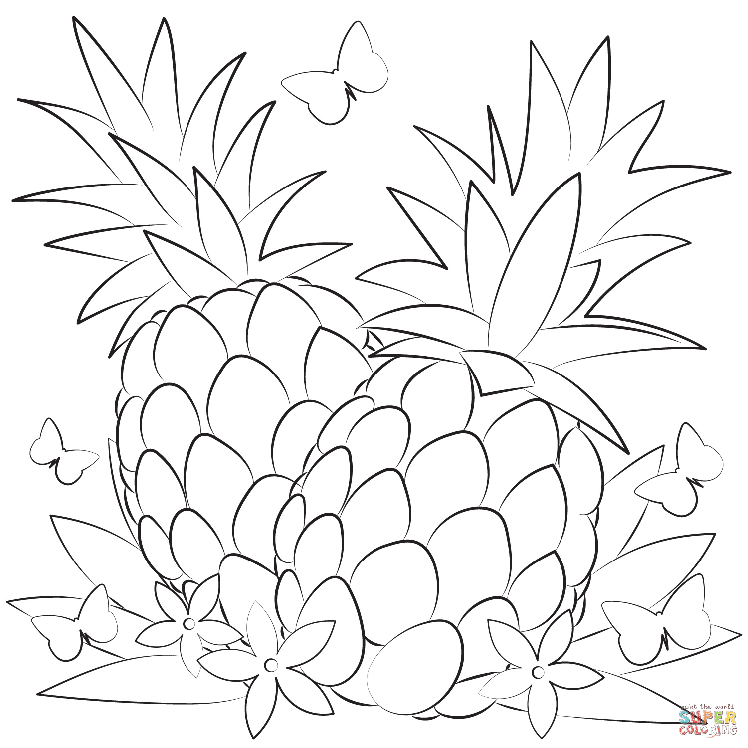 Pineapple coloring page free printable coloring pages