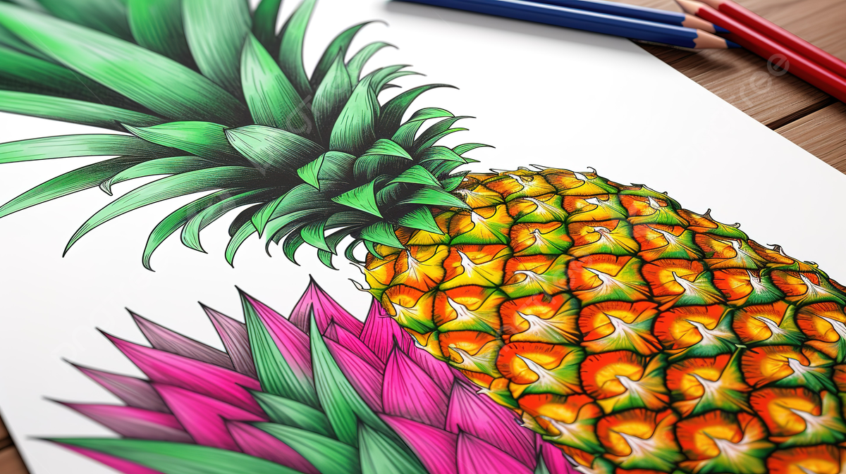 Coloring pages of a pineapple with colored pencils background pineapple picture to color fruit pineapple background image and wallpaper for free download