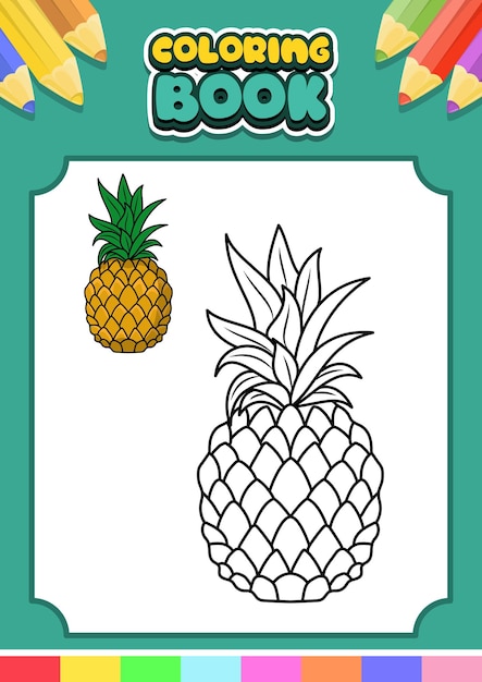 Premium vector coloring book for kids pineapple vector