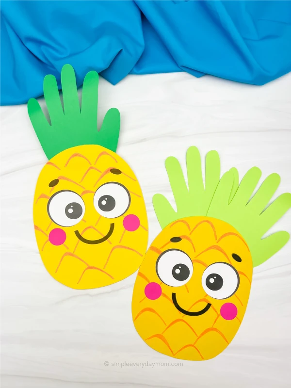 Handprint pineapple craft for kids free template